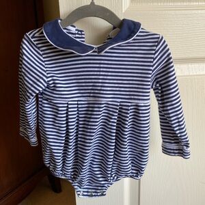 The Beaufort Bonnet Company Navy and White Striped Romper